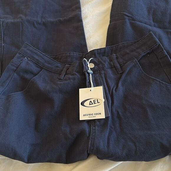 AELFRIC EDEN MULTI POCKET CARGO PANTS, Denim, Navy Blue, size 31, NWT - Picture 4 of 10